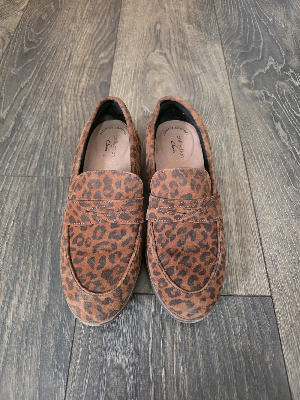 Clarks Leopard-Print Penny Loafers - Rust